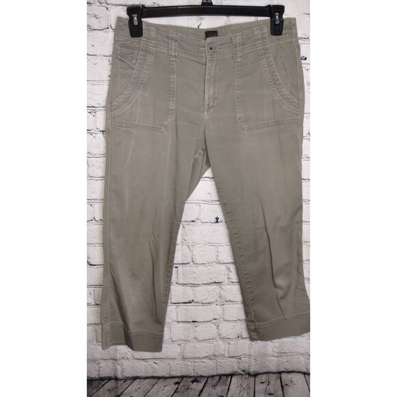 Jag Capris Women Sz 6 Green 30x21 High Rise Straight Crop/Capris Button Zip - Picture 1 of 13